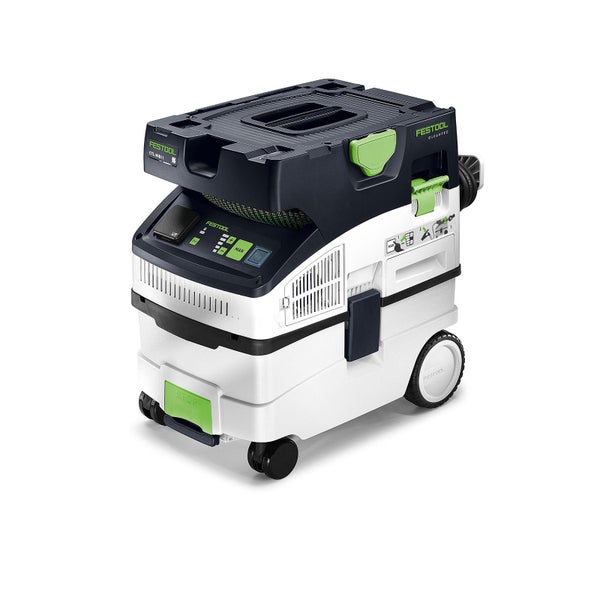 Festool Absaugmobil Cleantec CTL MIDI I mit Rollen und Bedienfeld.