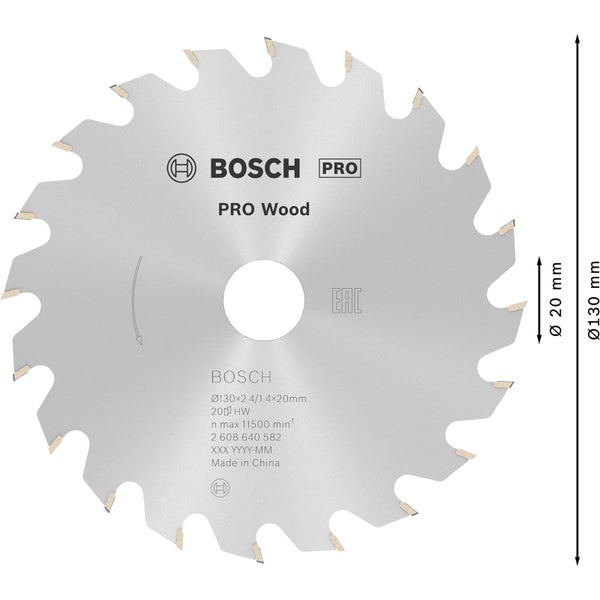 Bosch PRO Wood Kreissägeblatt 130 x 2,4 x 20 mm - 2608640582