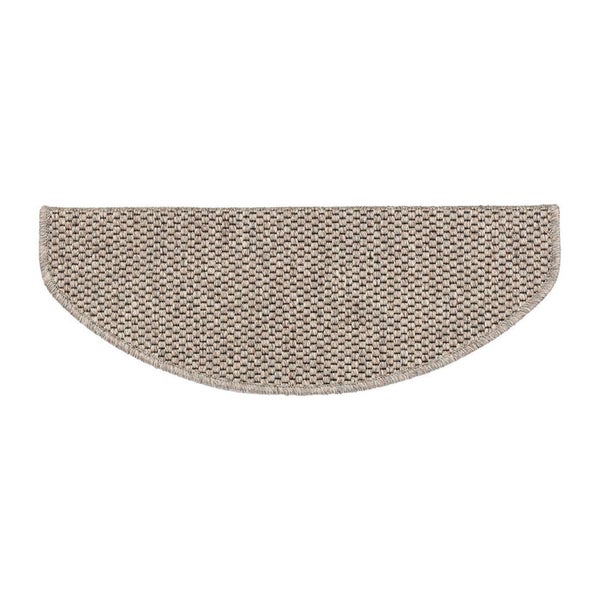 FLOORDIREKT Stufenmatte Kalkutta - Sisaloptik - Schlingenpol - Selbstklebend - Taupe - Halbrund - 23,5 x 65 cm