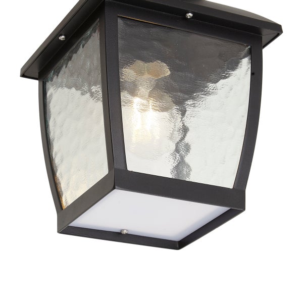 Moderne Außenwandleuchte mit strukturiertem Glas und schwarzem Rahmen für die Fassadenbeleuchtung