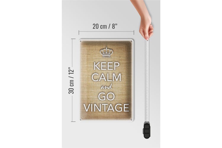 Blechschild Spruch 20x30cm Keep Calm and go vintage