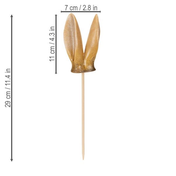 Dekorativer Hasenohren-Stecker mit den Maßen 29 cm Länge, 7 cm Breite und 11 cm Höhe