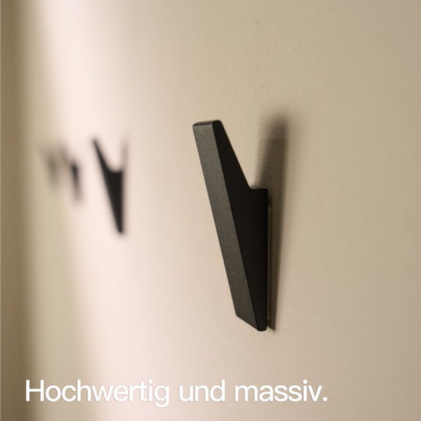 Designfabrik Hamburg Klebehaken ohne Bohren  |  4 Selbstklebende Haken | Wandhaken Schwarz