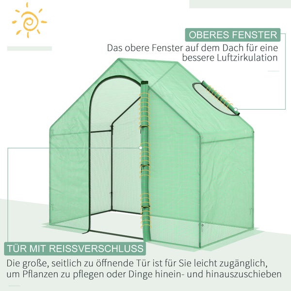 Outsunny Foliengewächshaus, Tomatengewächshaus,  180 x 100 x 168 cm,  Stahl,PVC-Kunststoff, Grün