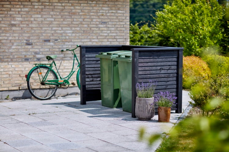 Mülltonnenverkleidung, Mülltonnenbox, Mülltonnen Unterstand, Mülltonnen Sichtschutz  PLANK 194x97x108cm Holz Schwarz