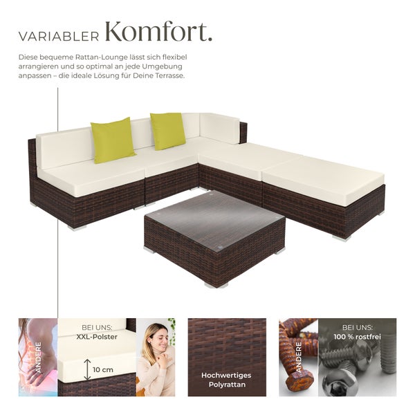 Rattan Lounge Set mit Tisch für den Außenbereich