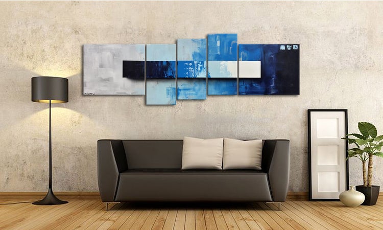 Unser Wandbild -Deep Water- 210x70x2 cm handgemaltes Unikat