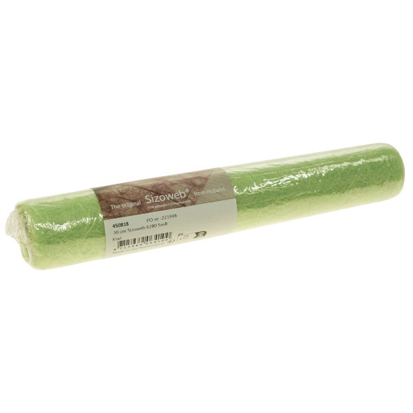 Rolle Sizoweb Tischläufer aus Polyester und Polyamid, Breite 30 Zentimeter, kiwi-farbenes strukturiertes Dekovlies.
