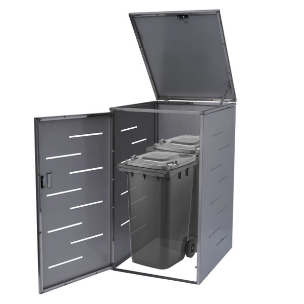 Mülltonnenbox mit zwei Mülltonnen