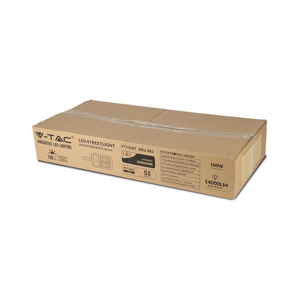 Verpackung einer V-Tac LED-Straßenleuchte mit Inventronics Treiber