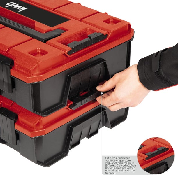 kwb Werkzeugkoffer / Werkzeug-Set, 80-teilig, Einhell E-Case-kompatibel, robust und hochwertig, ideal für den Haushalt oder die Garage, gepolstert mit Werkzeugeinlagen u. Schaumstoff im Deckel