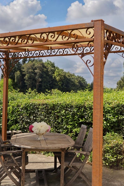 Pergola ELEO Elba 2 x 3 m unbeschichtet - Edelrost | und Sonnensegel ecru