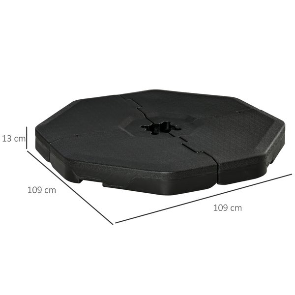 Outsunny 4-tlg. Schirmgewicht für Ampelschirm, Sand/Wasser befüllbar bis 140 kg, 109L x 109B x 10H cm, HDPE, Schwarz