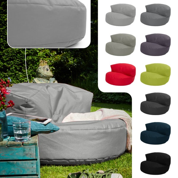 Green Bean Sitzsack Sofa mit Füllmaterial - Lounge im Sitzsack-Design 90x50cm mit ergonomischer Rückenlehne & waschbarem Bezug - Indoor und Outdoor geeignet in Hellgrau