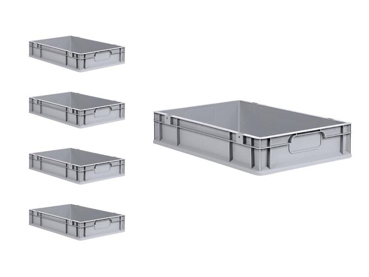 PROREGAL Spar Set 5x Eurobox Nextgen Economy Griffe Geschlossen HxBxT 12 x 40 x 60 cm 23 Liter Eurobehälter Transportbox Transportbehälter