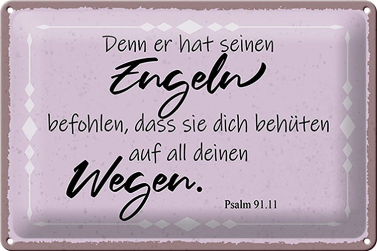 Blechschild Spruch 30x20cm er hat seinen Engeln befohlen