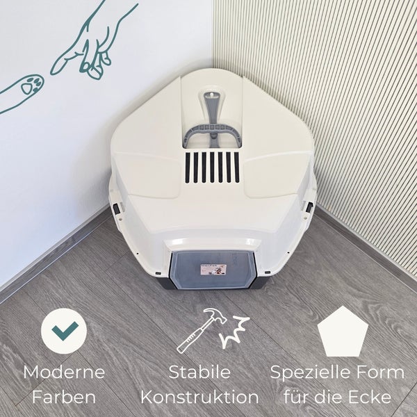Eck-Katzentoilette aus Kunststoff