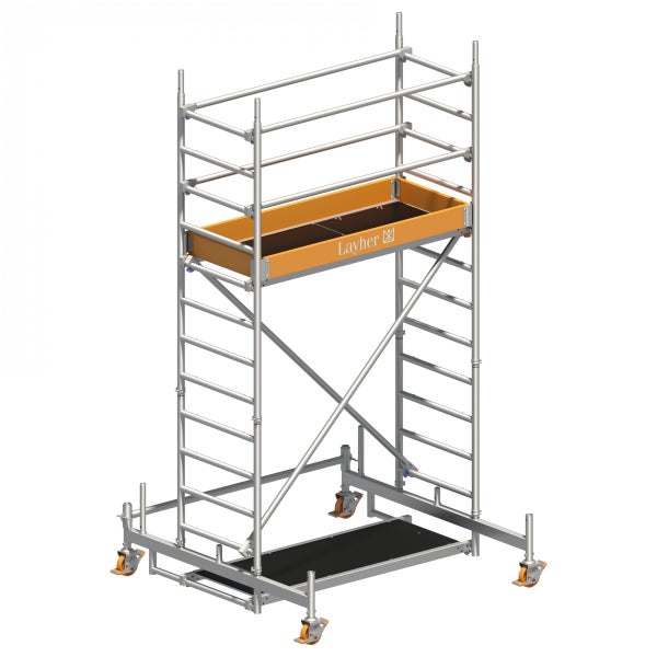 Rollgerüst von Layher mit Plattform und Rollen