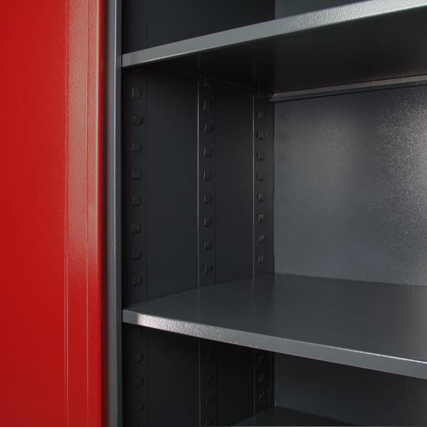 PROREGAL Stahlschrank Owl mit 4 Fachboden HxBxT 192 x 110 x 58 cm Anthrazitgrau Rot