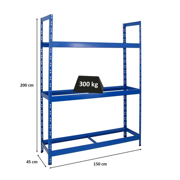 PROREGAL Reifenregal Tiger XL HxBxT 200 x 150 x 45 cm bis zu 18 Reifen auf 3 Ebenen Blau