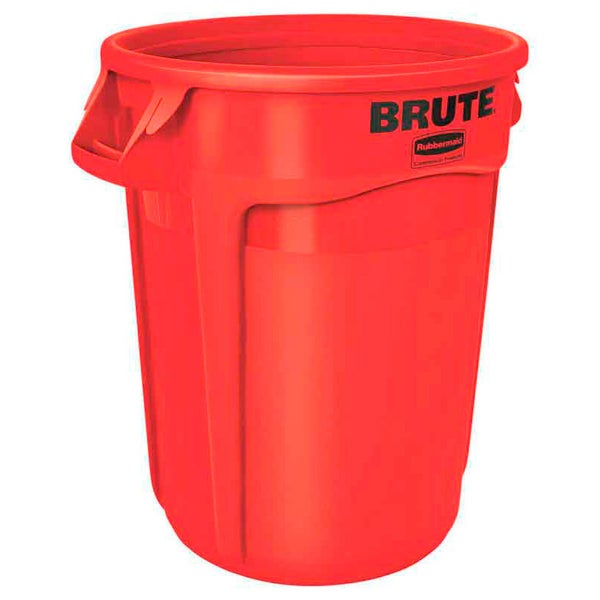 PROREGAL Rubbermaid Brute Runde Mehrzwecktonne Mit Belüftungskanälen 121,1 Liter HxBxT 69,2 x 63,5 x 55,5 cm Aus Widerstandsfähigem Kunststoff Rot