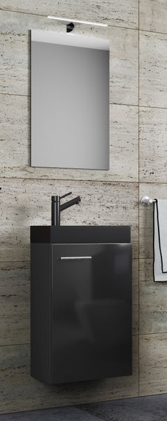 3tlg Waschtisch Slito SP Toilette schmal Schwarz