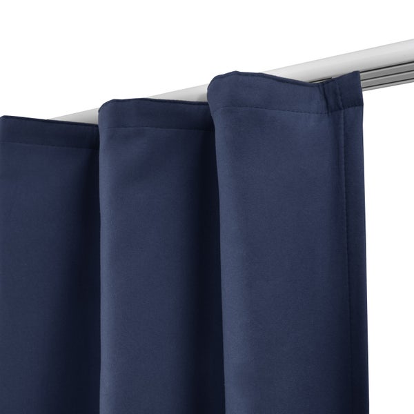 Beautissu Amelie TK Vorhang mit Kräuselband 140x245cm Blau (2tlg)