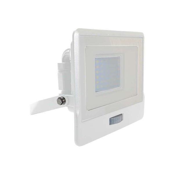 V-TAC VT-138S-W - LED-Flutlichtstrahler mit PIR-Sensor - Samsung - IP65 - Weiß - 30W - 2340 Lumen