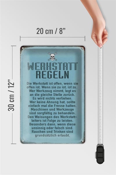 Blechschild Spruch 20x30cm Werkstatt Regeln Werkstatt
