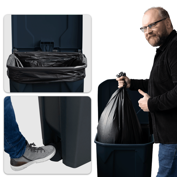 FLOORDIREKT Mülleimer Olaf Step-On Abfalleimer Tretmülleimer Universal Grau 50 Liter