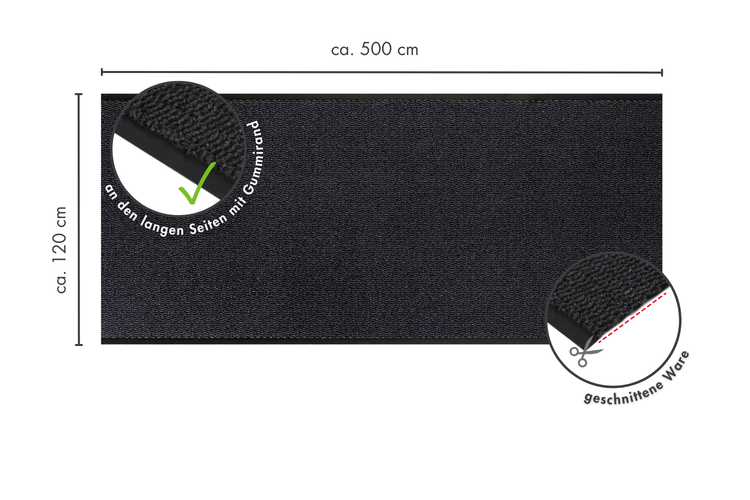 Fußmatte Easy Läufer 120 x 500 cm in Anthrazit