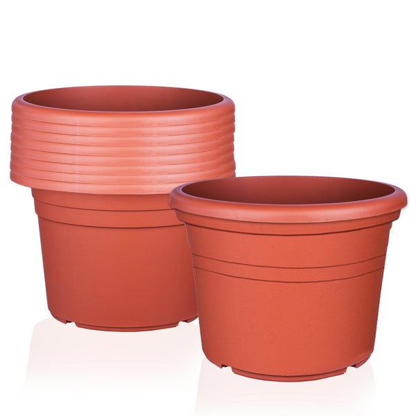 U 9x Blumentopf Ø 20 cm Farbe Terrakotta Kunststoff Pflanztopf Containertopf Übertopf Pflanzkübel rund 20 x 14,5 cm