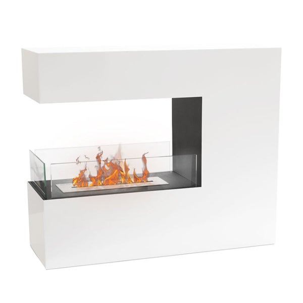 Ethanolkamin mit Glasumrandung und weißer Ummantelung