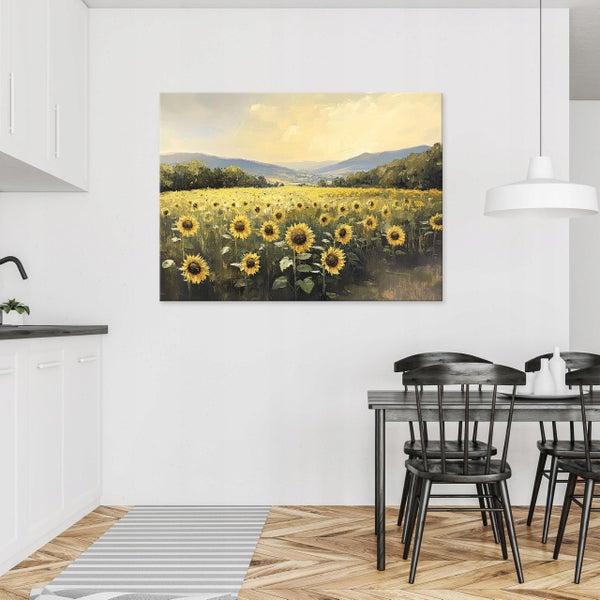 Bilder Sonnenblumen Wiese Aquarell Wandbild Schlafzimmer Wohnzimmer 120x80 cm