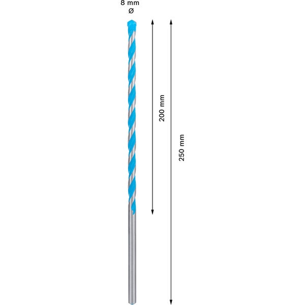 Steinbohrer mit Durchmesser 8 mm und Länge 250 mm