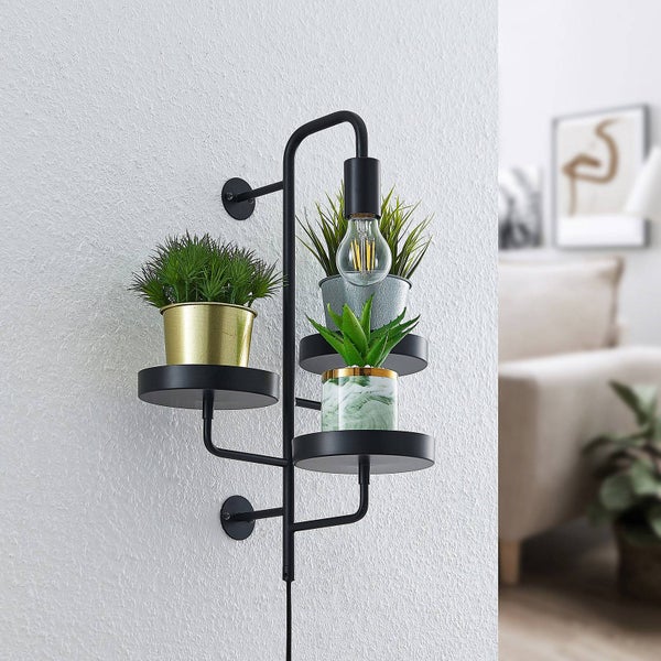Lindby Wandleuchte, Wandlampe Innen Hanjo (Modern) in Schwarz aus Metall (1 flammig E27) - Wandstrahler Wandbeleuchtung Schlafzimmer / Wohnzimmer Wohnzimmerleuchte