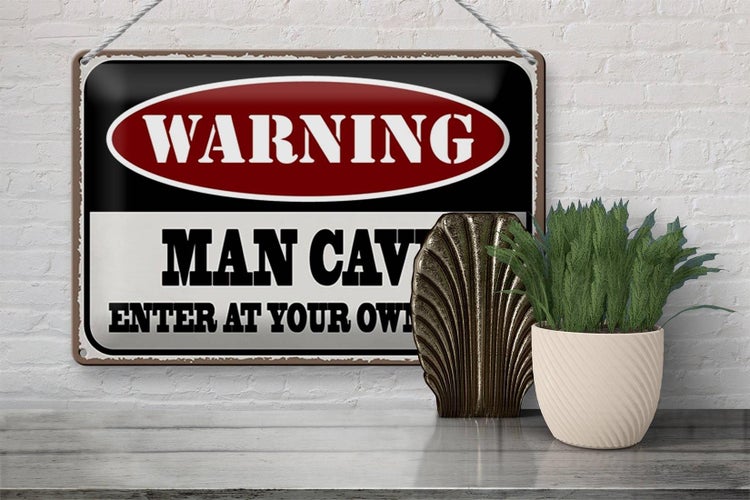 Blechschild Spruch 30x20cm Warning man cave enter at your