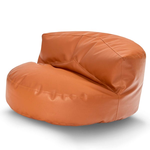 Green Bean Sitzsack Sofa aus Kunstleder mit EPS Perlen Füllung - Lounge im Sitzsack-Design 90 x 50 cm mit ergonomischer Rückenlehne - Cognac