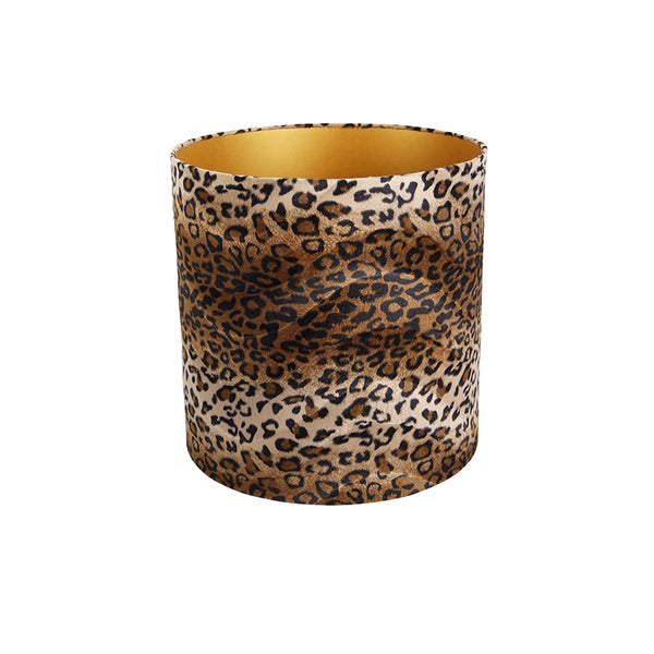 Velours Lampenschirm Leopard Design 40/40/40 Gold innen