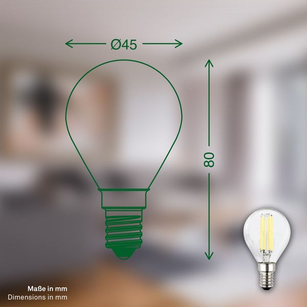 2er Set LED Leuchtmittel E14 LED Lampe Tropfen Warmweiß Effizienzklasse A