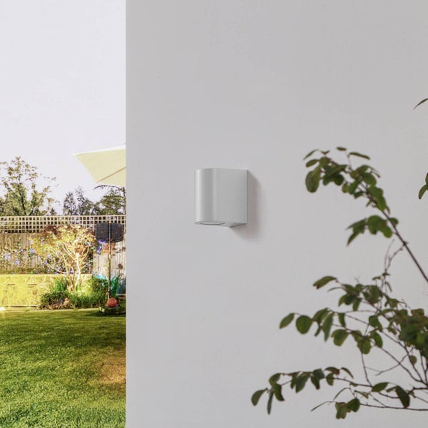 PRIOS Wandleuchte außen Irfan (spritzwassergeschützt (Modern) in Weiß (1 flammig, GU10) - Außenwandleuchten Wandlampe Led Außenlampe Outdoor für Außenwand/Hauswand Haus