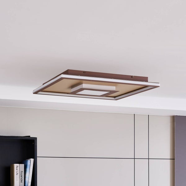 Lindby LED Deckenleuchte Pekela dimmbar mit Leselampe (Modern) in Braun aus Aluminium (1 flammig, ) - Lampe Deckenlampe Wohnzimmerleuchte
