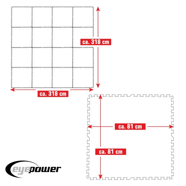 eyepower 10,1 m² Poolunterlage - 16 EVA Matten 81x81 - Outdoor Pool Unterlage - Unterlegmatten Set