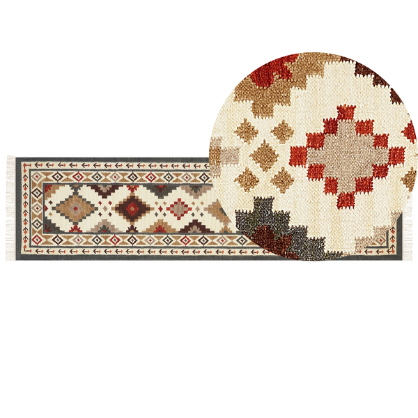 Teppich GHUKASAVAN Bunt 80 x 300 cm Wolle Kelim