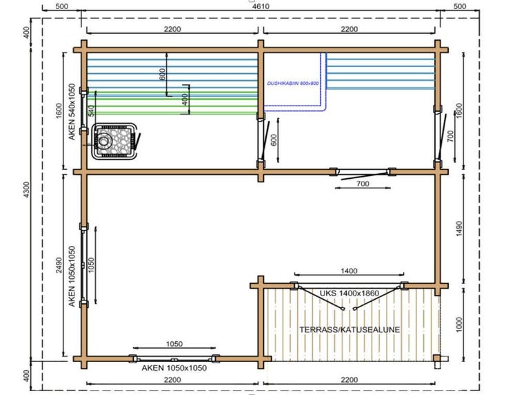 FinnTherm Saunahaus Talis Gartensauna Sauna mit 70 mm Wandstärke inklusive Terrasse Außensauna