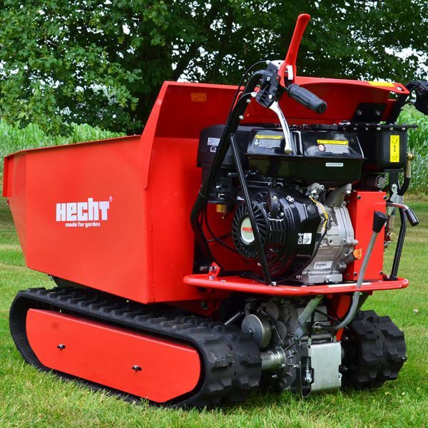 Hecht Raupendumper mit Kettenantrieb und Mulde für den Materialtransport im Garten und auf Baustellen.