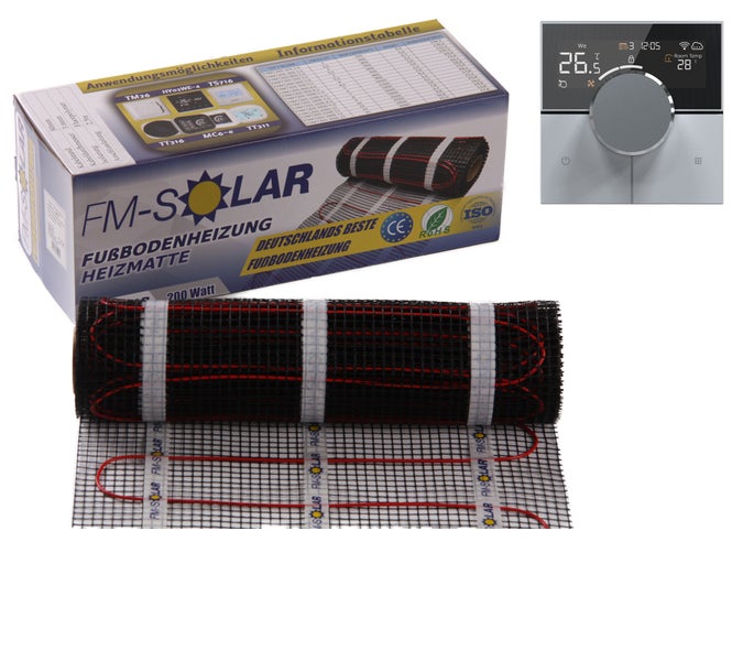 FM Solar elektrische Fußbodenheizung Heizmatte auf Rolle mit Thermostat für eine effiziente Bodenheizung im Innenbereich.