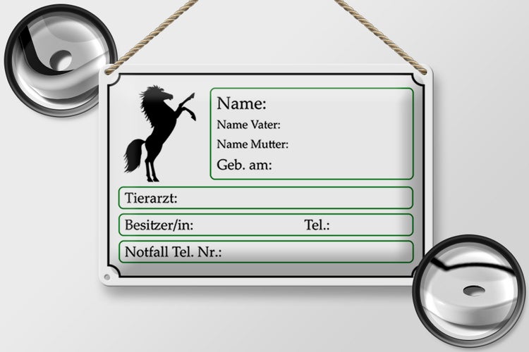 Blechschild Spruch 30x20cm Pferde Name Vater Mutter geb. am