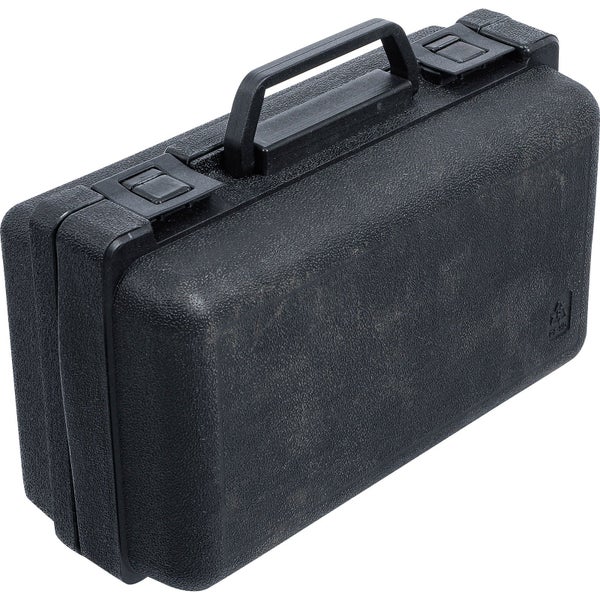 Werkzeugsatz mit verschiedenen Adaptern und Spindeln in einem blauen Werkzeugkoffer