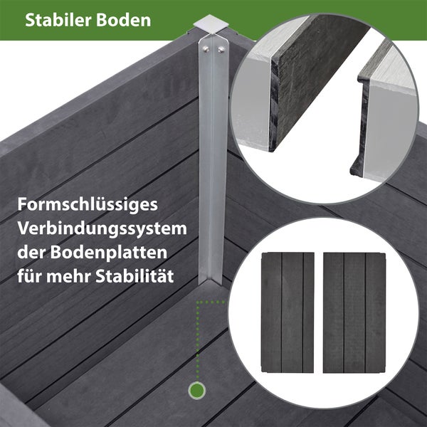 Übertopf 57x 57x 56,5 cm 135 Liter Holzoptik langlebig Pflanzkasten  Pflanzkübel Alu Profile zeitlos